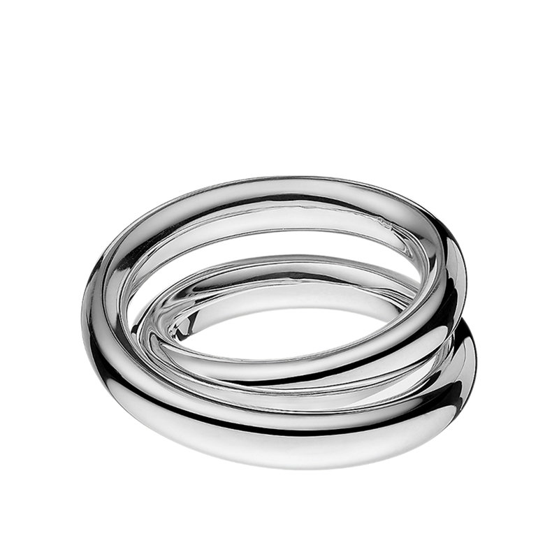 【预售3-7天】HERMES/爱马仕 经典Vertige系列 925银双环简约戒指指环H104261B商品第1张图片规格展示