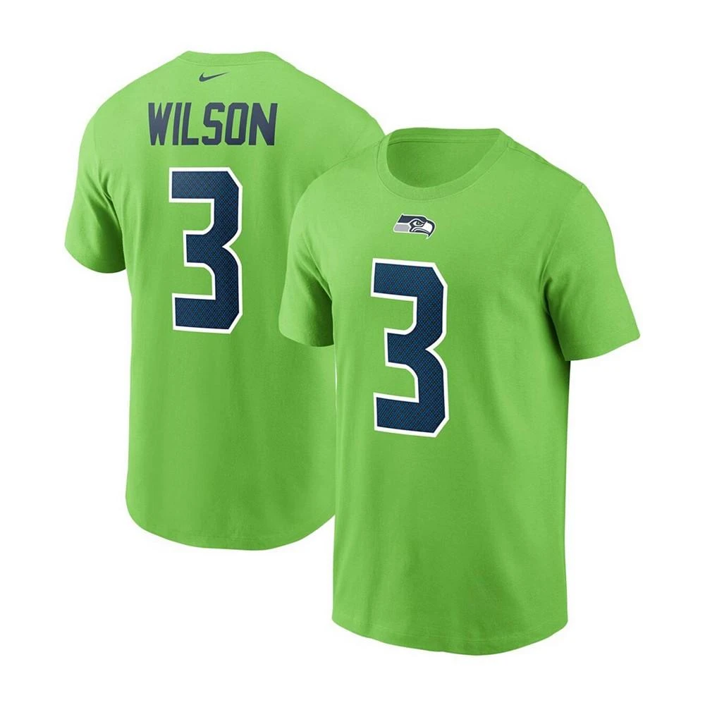 商品NIKE|Men's Russell Wilson Neon Green Seattle Seahawks Name and Number T-shirt,价格¥202,第1张图片