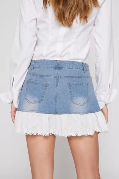 Kimchi Blue Jenny Ruffle Denim Mini Skirt 商品