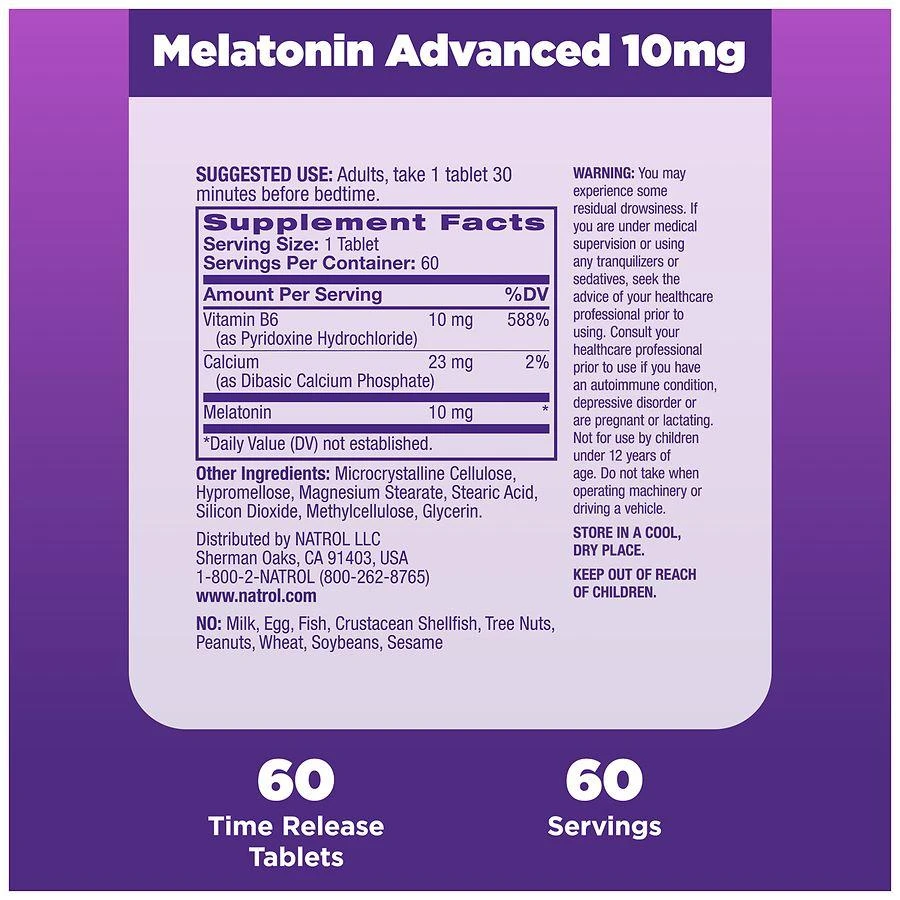 Advanced Sleep Melatonin 10 mg Dietary Supplement Tablets 商品