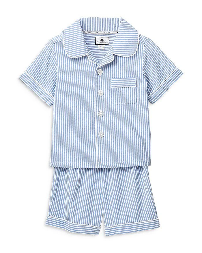 商品Petite Plume|Unisex French Blue Seersucker Pajama Shorts Set - Baby, Little Kid, Big Kid,价格¥361,第1张图片