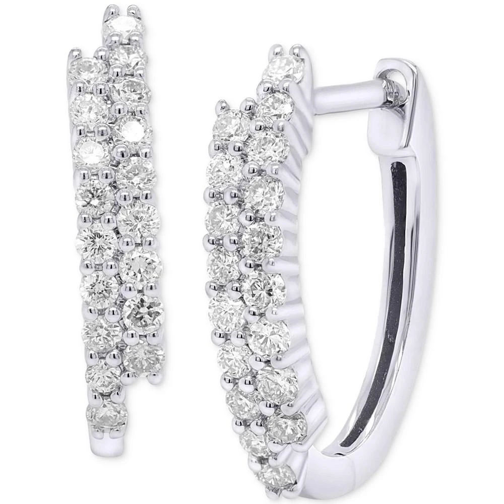 商品Forever Grown Diamonds|Lab-Created Diamond Asymmetric Two Row Hoop Earrings (1/2 ct. t.w.) in Sterling Silver,价格¥2374,第1张图片