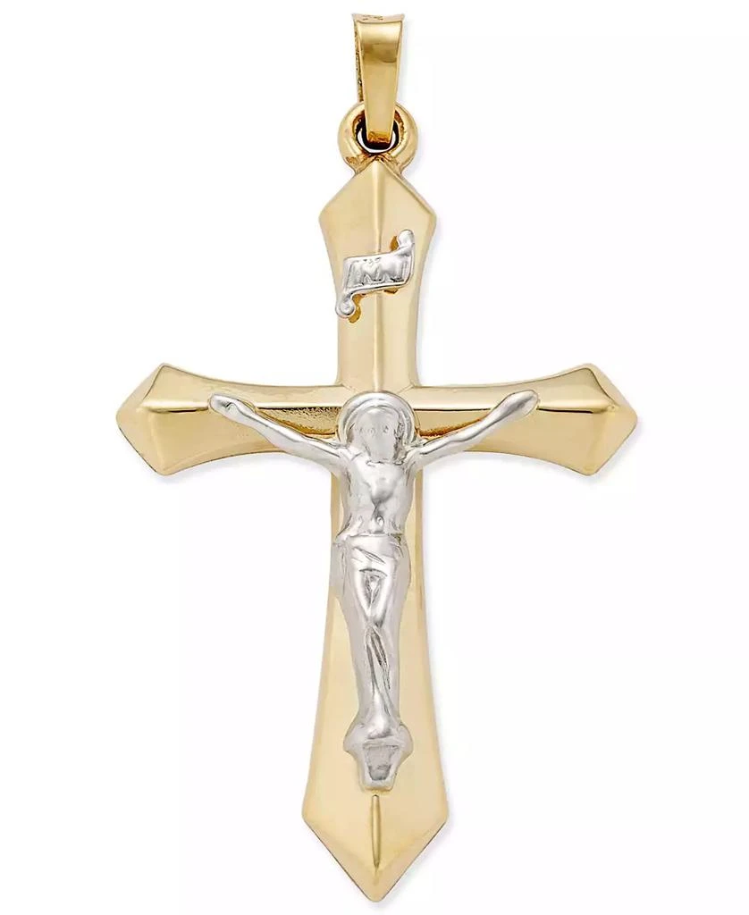 商品Macy's|Two-Tone Crucifix Pendant in 14k Gold and White Gold,价格¥6557,第1张图片