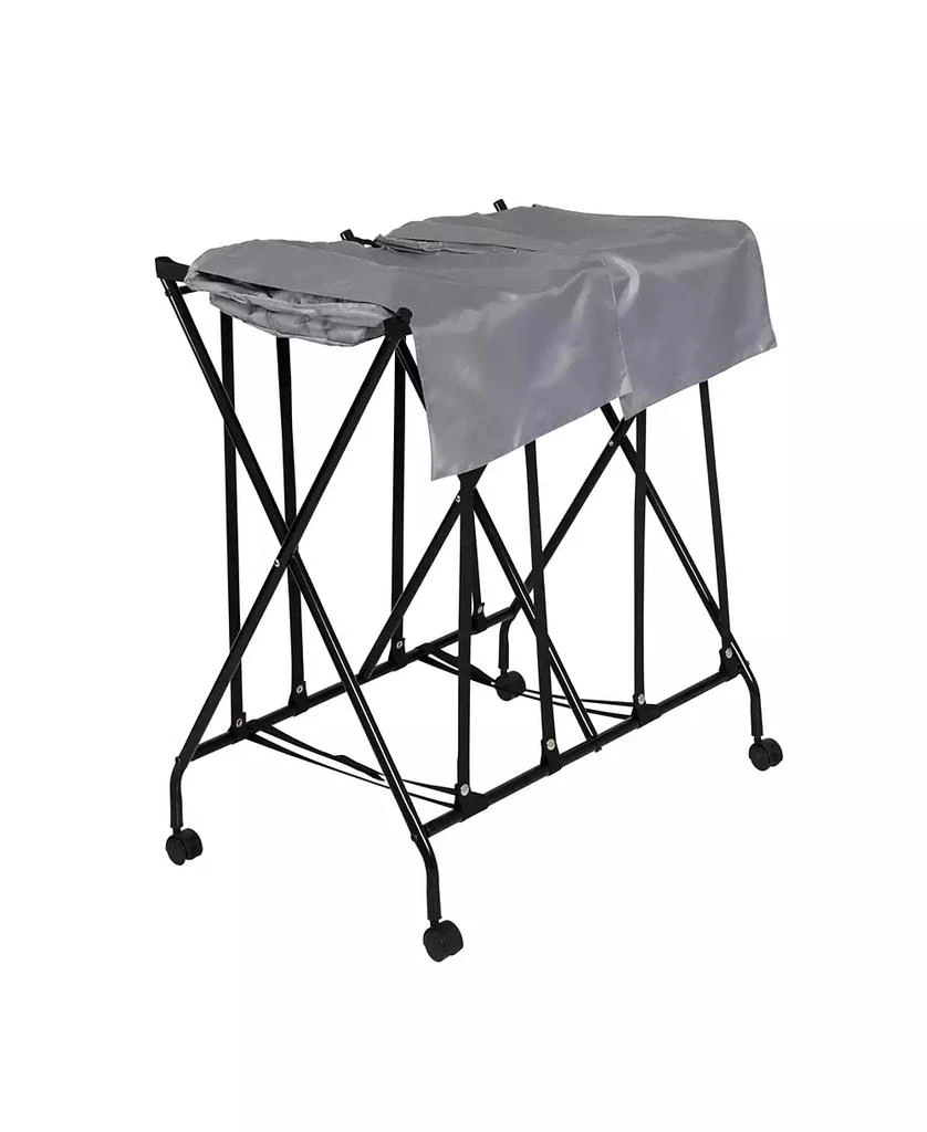 商品Honey Can Do|Double Bounce Back Hamper Foldable Bag Laundry Sorter on Wheels with Lid, Set of 2,价格¥1273,第1张图片