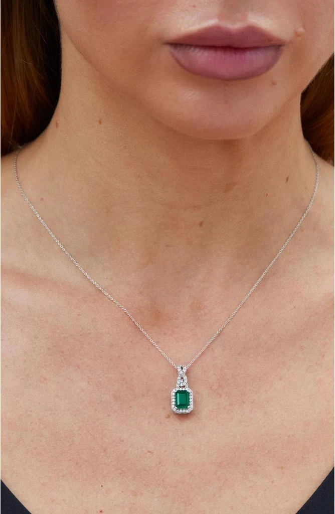 商品Savvy Cie Jewels|Rhodium Plated Created Emerald & Cubic Zirconia Pendant Necklace,价格¥301,第2张图片详细描述