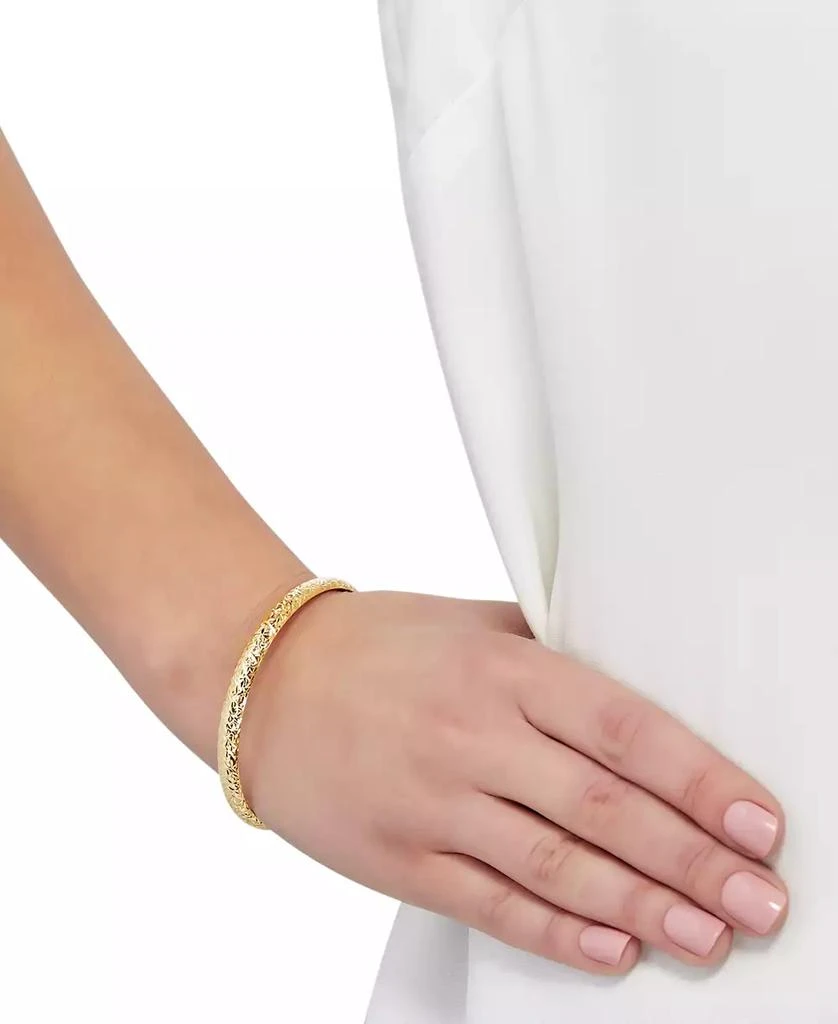 商品Macy's|Textured Bangle Bracelet in 10k Gold, White Gold and Rose Gold,价格¥11870,第2张图片详细描述