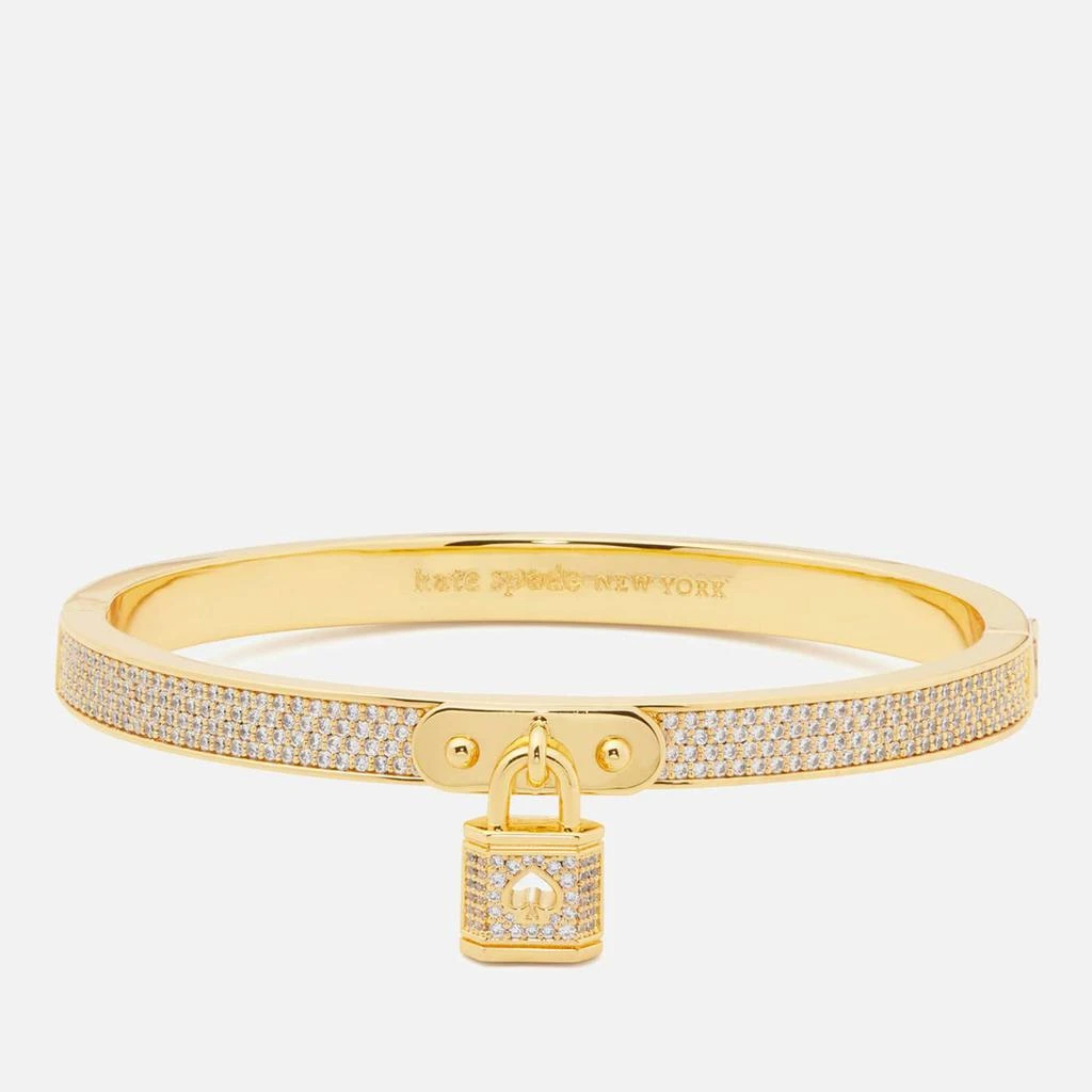 商品The Hut|Kate Spade New York Pave Lock Pendant Gold-Tone Bangle,价格¥939,第1张图片