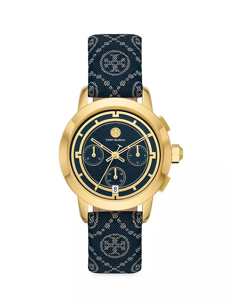 商品Tory Burch|The Tory Goldtone Stainless Steel &amp; Jacquard Strap Watch,价格¥2419,第1张图片