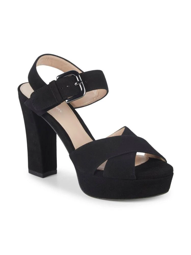 商品Stuart Weitzman|Block Heel Suede Ankle-Strap Sandals,价格¥1341,第2张图片详细描述