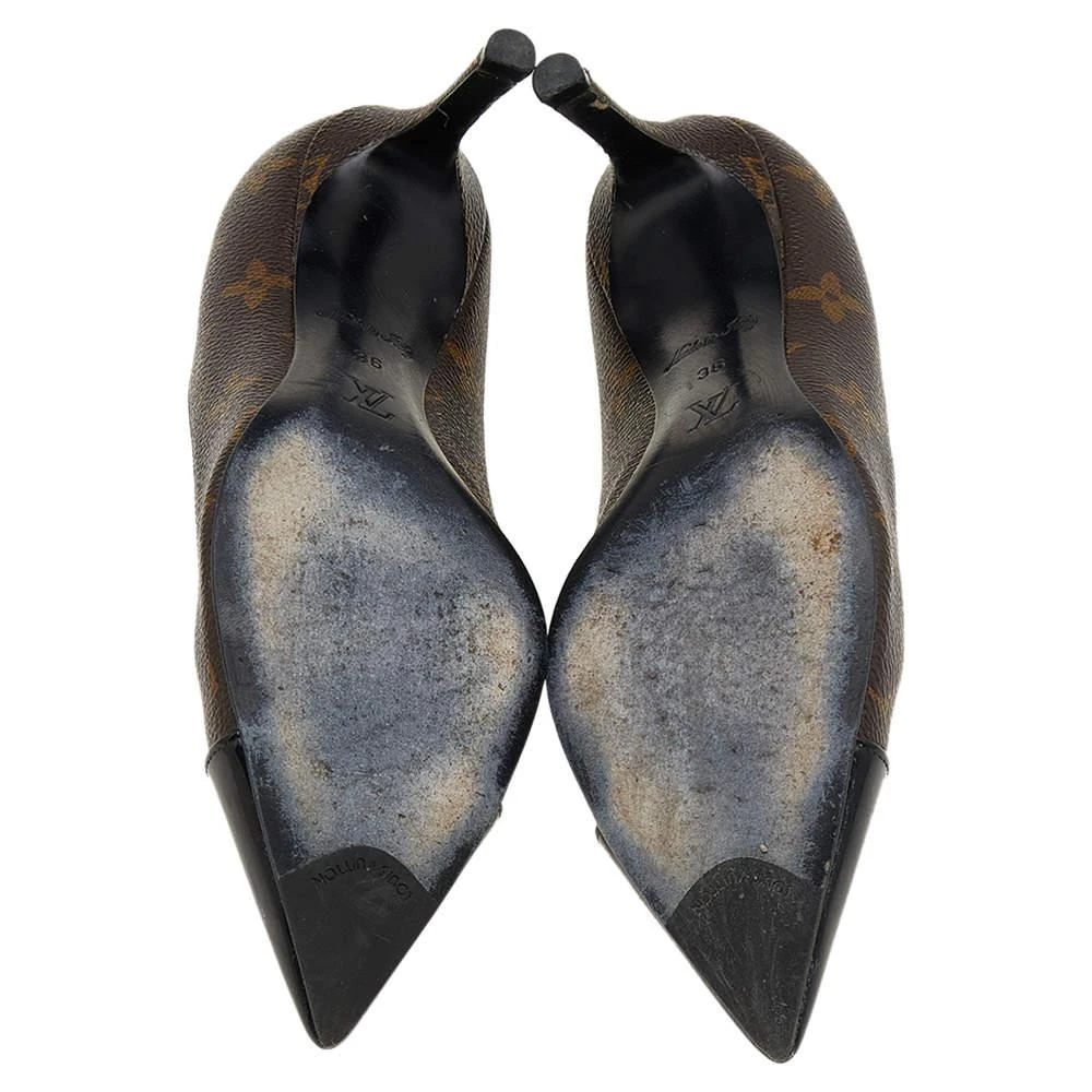 Louis Vuitton Brown/Black Monogram Canvas and Patent Leather Cap Toe Fetish Pumps Size 36 商品