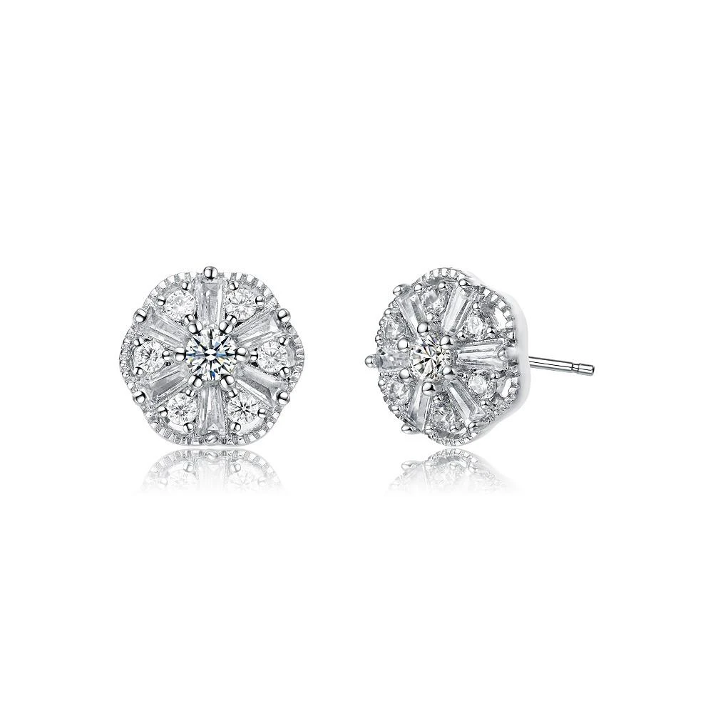 商品Rachel Glauber|White Gold Plated Cubic Zirconia Stud Earrings,价格¥393,第1张图片