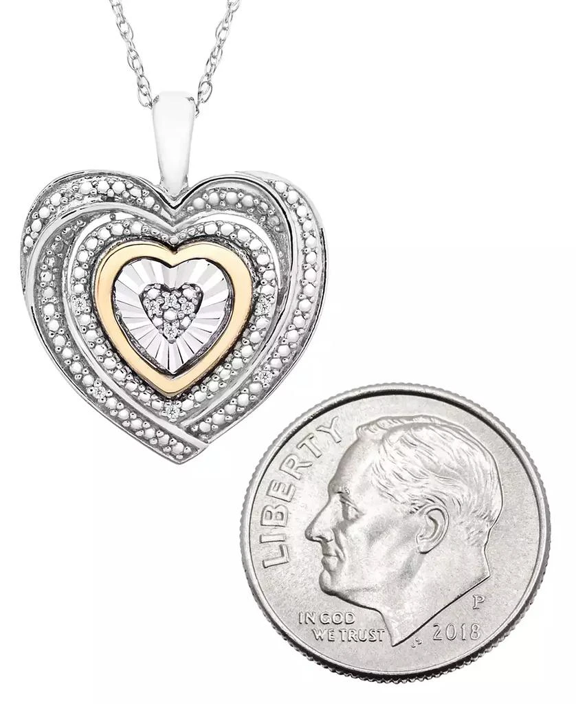 商品Macy's|Diamond Accent Two-Tone Heart Pendant Necklace in Sterling Silver and 10k Gold,价格¥226,第4张图片详细描述