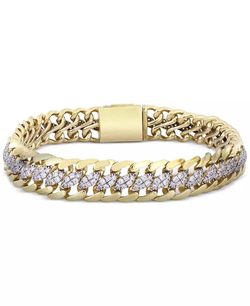 商品Macy's|Men's Diamond Curb Link Chain Bracelet (5 ct. t.w.) in 10k Gold,价格¥56838,第1张图片