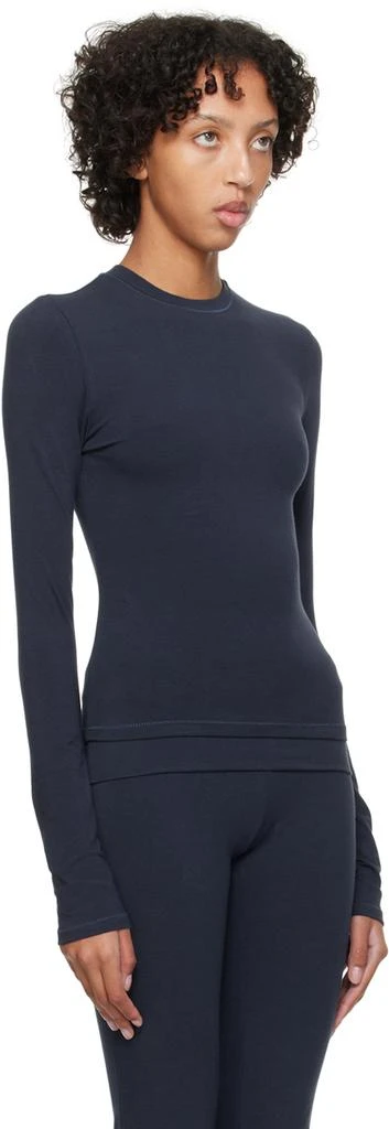商品SKIMS|Navy Cotton Jersey Long Sleeve T-Shirt,价格¥541,第2张图片详细描述