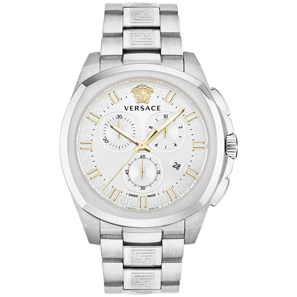 商品Versace|Men's Swiss Chronograph Geo Stainless Steel Bracelet Watch 43mm,价格¥10507,第1张图片