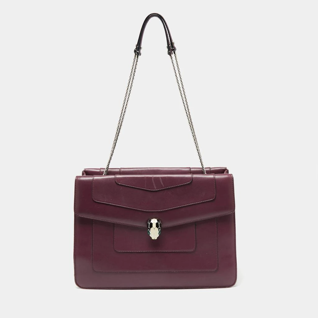 商品[二手商品] BVLGARI|Bvlgari Plum Leather Large Serpenti Forever Flap Tote,价格¥3551,第1张图片