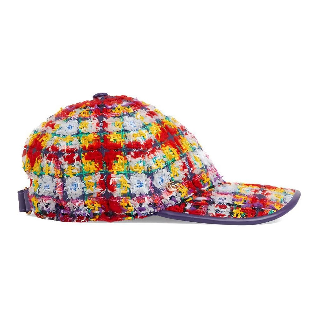 商品[国内直发] Gucci|古驰 时尚潮流格纹金银线花呢 棉 棒球帽 女款,价格¥1680,第4张图片详细描述