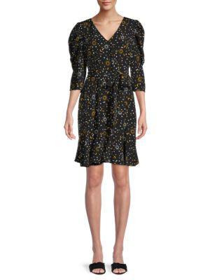 商品Karl Lagerfeld Paris|Belted Puff-Sleeve Dress,价格¥335,第1张图片