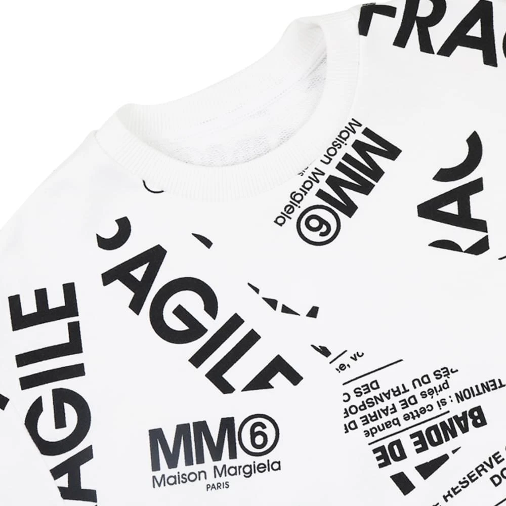 商品MAISON MARGIELA|马吉拉 白色中性破碎logo印花套头衫卫衣,价格¥410,第2张图片详细描述