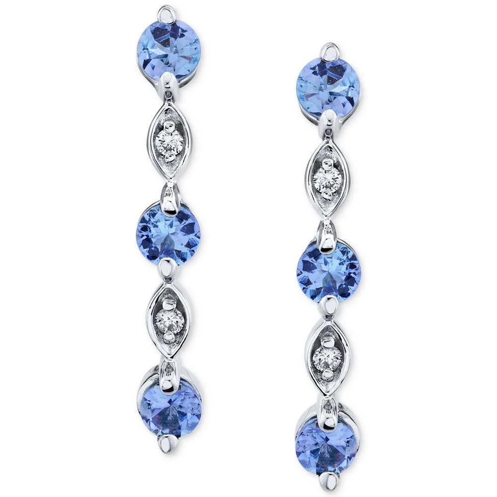 商品Macy's|Tanzanite (7/8 ct. t.w.) & Diamond (1/20 ct. t.w.) Linear Drop Earrings in 14k White Gold,价格¥2862,第2张图片详细描述