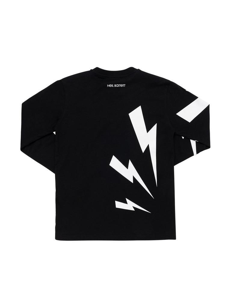 商品Neil Barrett|Thunder Print Cotton Jersey T-shirt,价格¥589,第4张图片详细描述