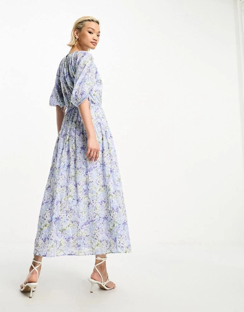 商品& Other Stories|& Other Stories gather sleeve midaxi dress in blue floral,价格¥237,第2张图片详细描述