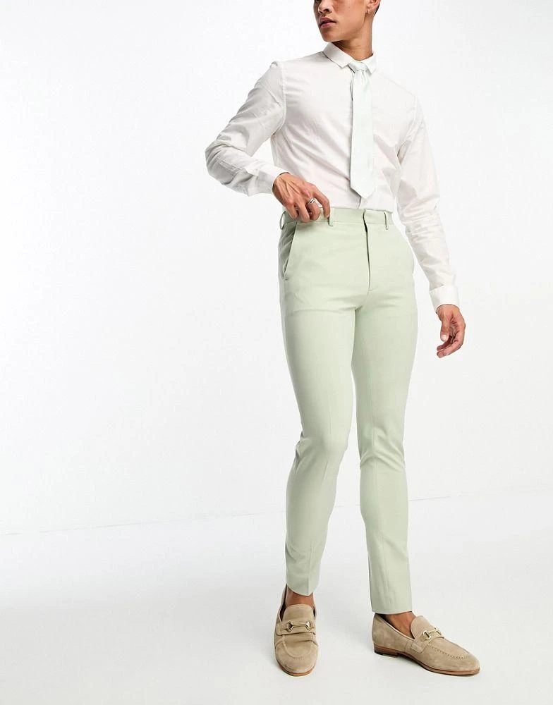 商品ASOS|ASOS DESIGN super skinny suit trousers in sage,价格¥108,第4张图片详细描述