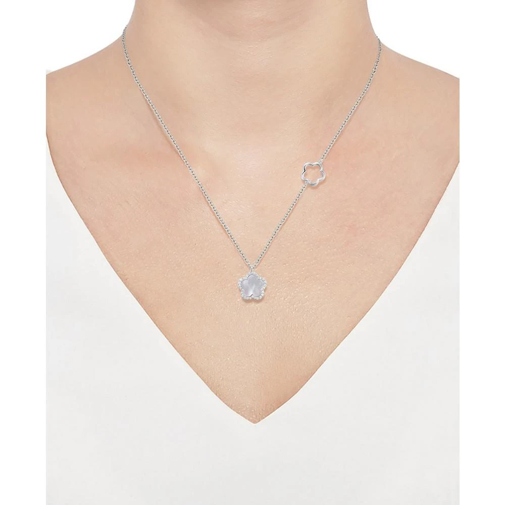 商品Macy's|Mother Of Pearl Flower Pendant Necklace in Sterling Silver, 16" + 2" extender,价格¥377,第2张图片详细描述