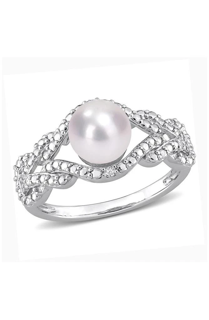 商品DELMAR|7.5mm Cultured Freshwater Pearl & Diamond Ring - 0.02ct.,价格¥487,第1张图片