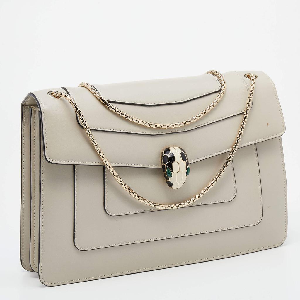 商品[二手商品] BVLGARI|Bvlgari Off-White Leather Medium Serpenti Forever Shoulder Bag,价格¥13598,第5张图片详细描述