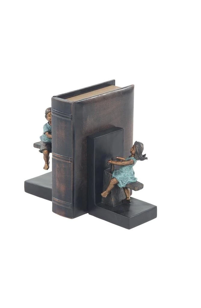 商品WILLOW ROW|Brown Polystone People Bookends with Swing Set - Set of 2,价格¥453,第4张图片详细描述