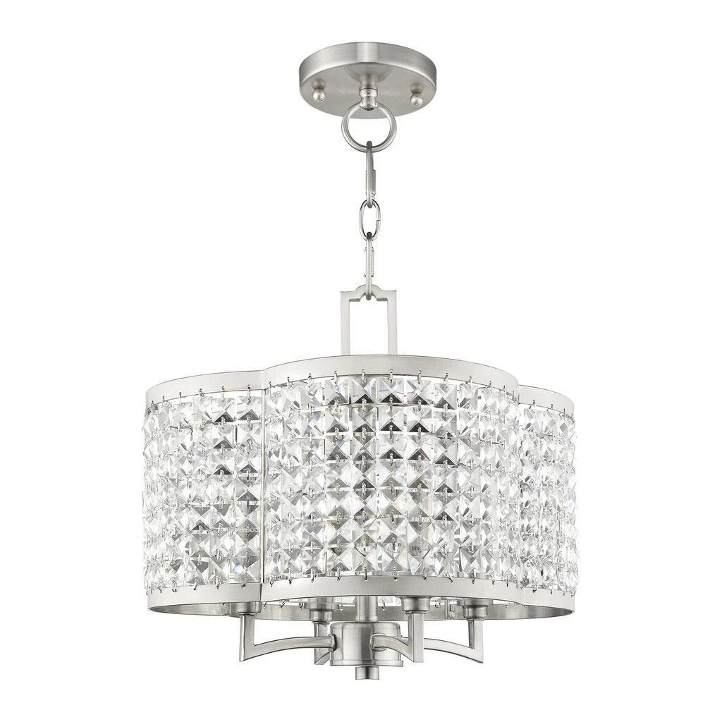 Four Light Brushed Nickel Convertible Mini Chandelier/Ceiling Mount 商品
