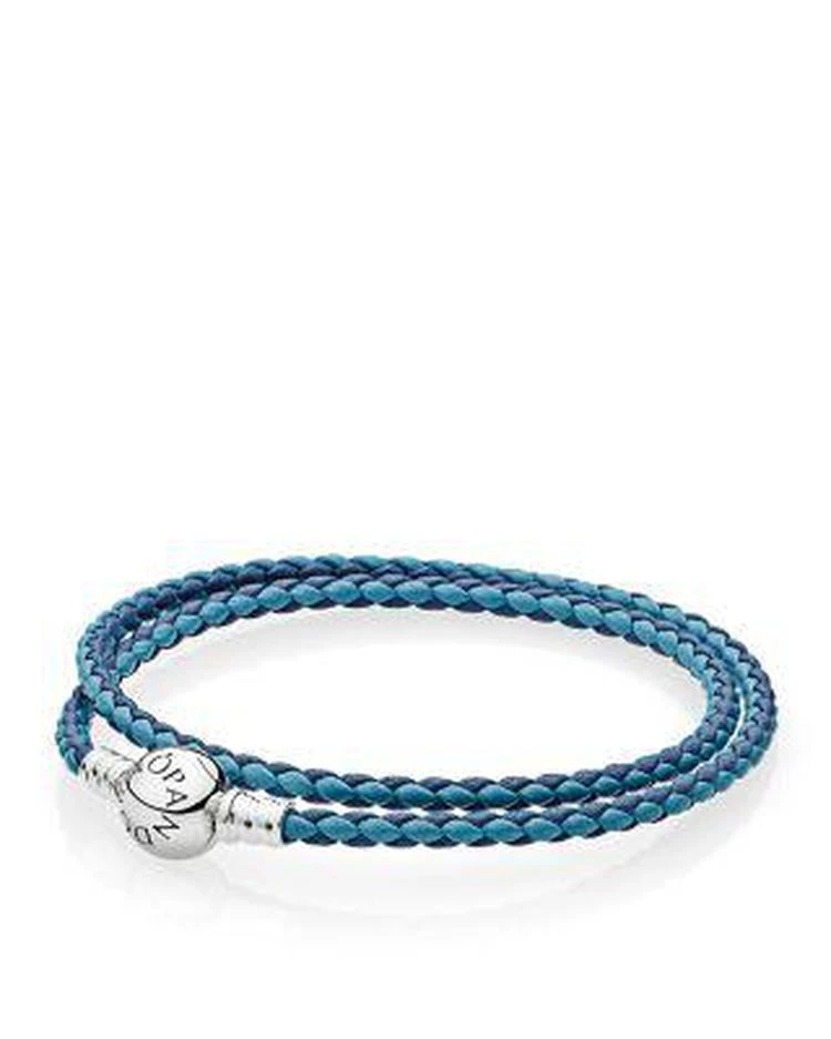 商品PANDORA|Leather & Sterling Silver Woven Bracelet,价格¥372,第1张图片