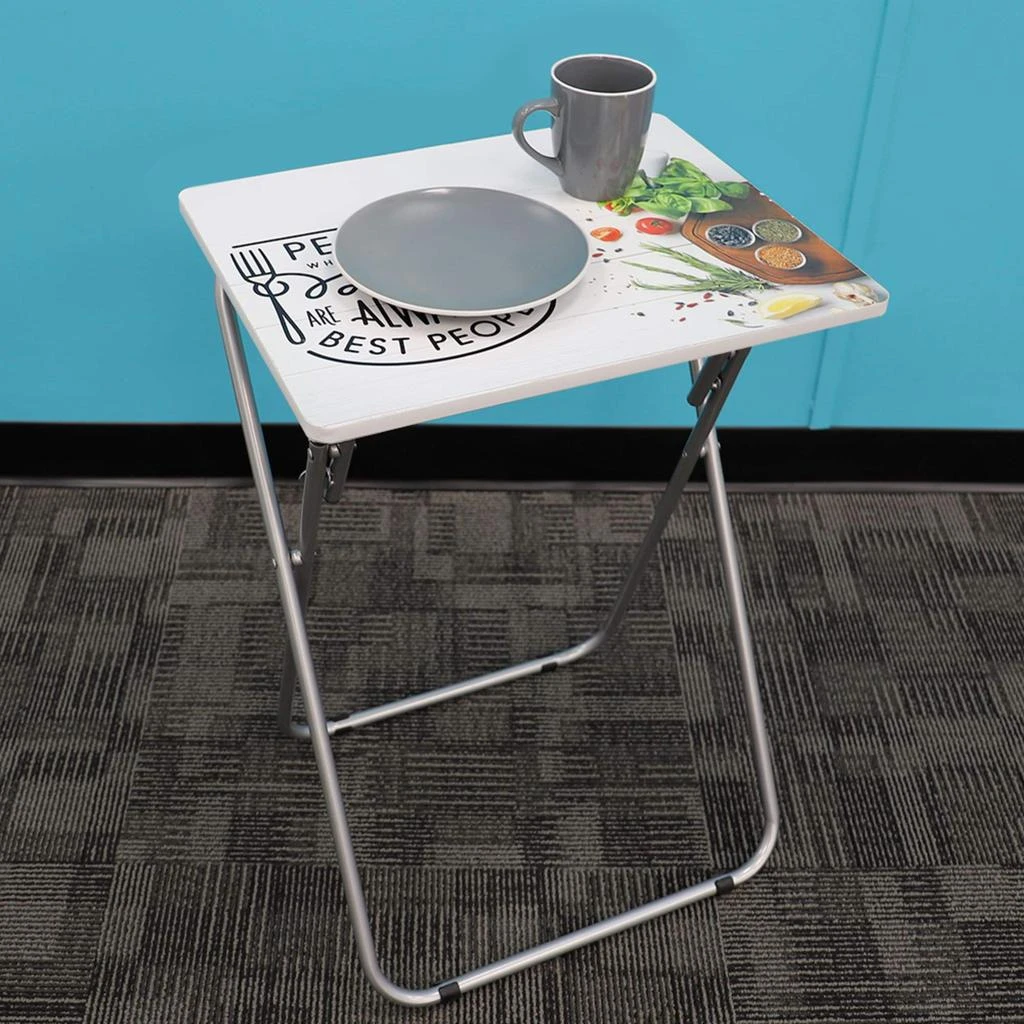 商品Home Basics|Home Basics For the Love of Food Multi-Purpose Foldable TV Tray Table, White,价格¥246,第2张图片详细描述