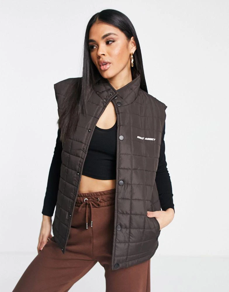 商品Night Addict|Night Addict oversized padded gilet in chocolate brown,价格¥116,第4张图片详细描述