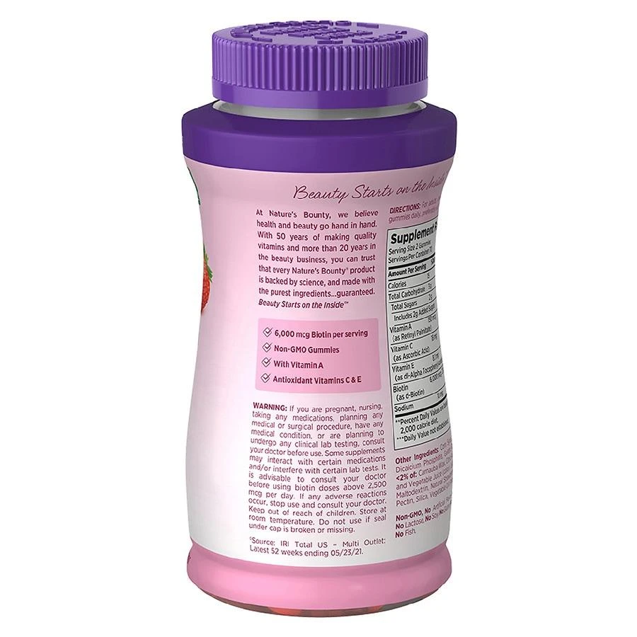 商品Nature's Bounty|Advanced, Skin and Nails Vitamins With Biotin, Gummies Strawberry,价格¥163,第3张图片详细描述