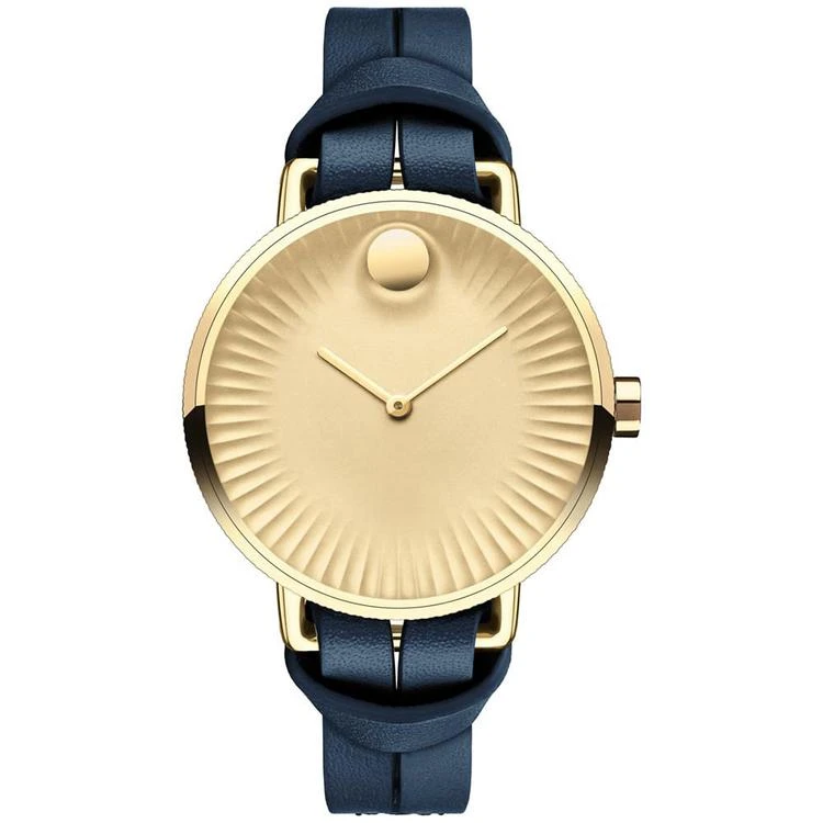 商品Movado|女士深蓝瑞界皮革表带腕表 34mm 3680036,价格¥3024,第1张图片