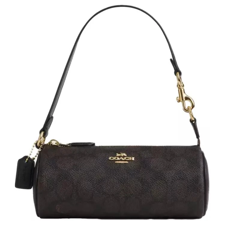 商品[国内直发] Coach|蔻驰 20 品牌徽标拉链开合 PVC配皮 手提单肩包 小号 女款 深棕色,价格¥934,第1张图片