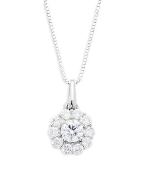 14K White Gold & 0.50 TCW Lab-Grown Diamond Floral Pendant Necklace商品第1张图片规格展示