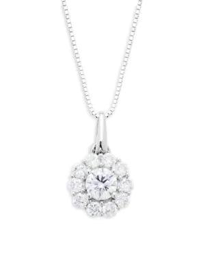 商品Badgley Mischka|14K White Gold & 0.50 TCW Lab-Grown Diamond Floral Pendant Necklace,价格¥3213,第1张图片