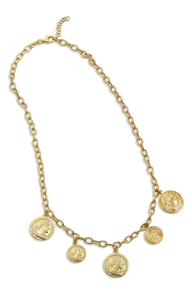 商品Savvy Cie Jewels|18K Italian Yellow Gold Vermeil Coin Charm Necklace,价格¥675,第1张图片