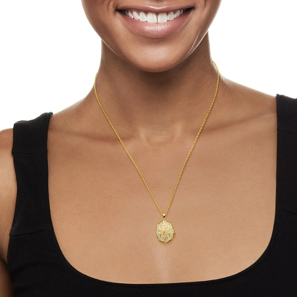 商品Ross-Simons|Ross-Simons Diamond Floral Locket Pendant Necklace in 18kt Gold Over Sterling,价格¥978,第3张图片详细描述