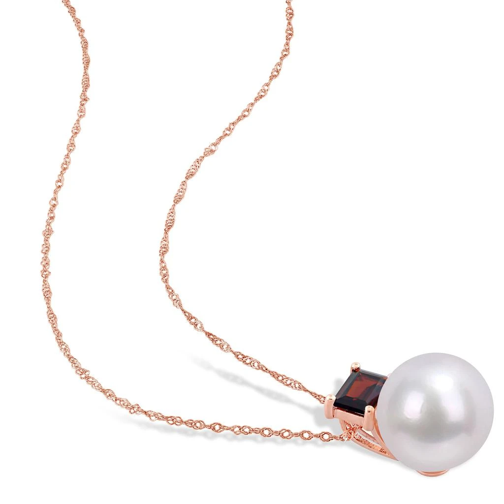 商品Mimi & Max|9-9.5 & 11-12 MM Freshwater Cultured Pearl and 1 1/2 CT TGW Garnet Stud Earrings and Pendant Set in 10k Rose Gold,价格¥2430,第4张图片详细描述