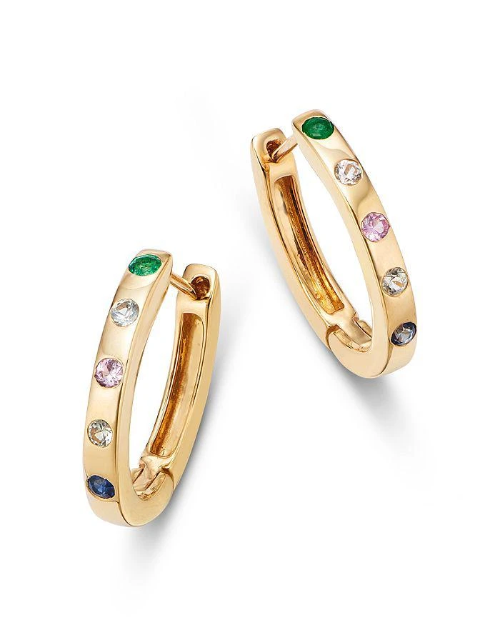 商品Moon & Meadow|14K Yellow Gold Multi Gemstone Huggie Hoop Earrings - Exclusive,价格¥4433,第1张图片