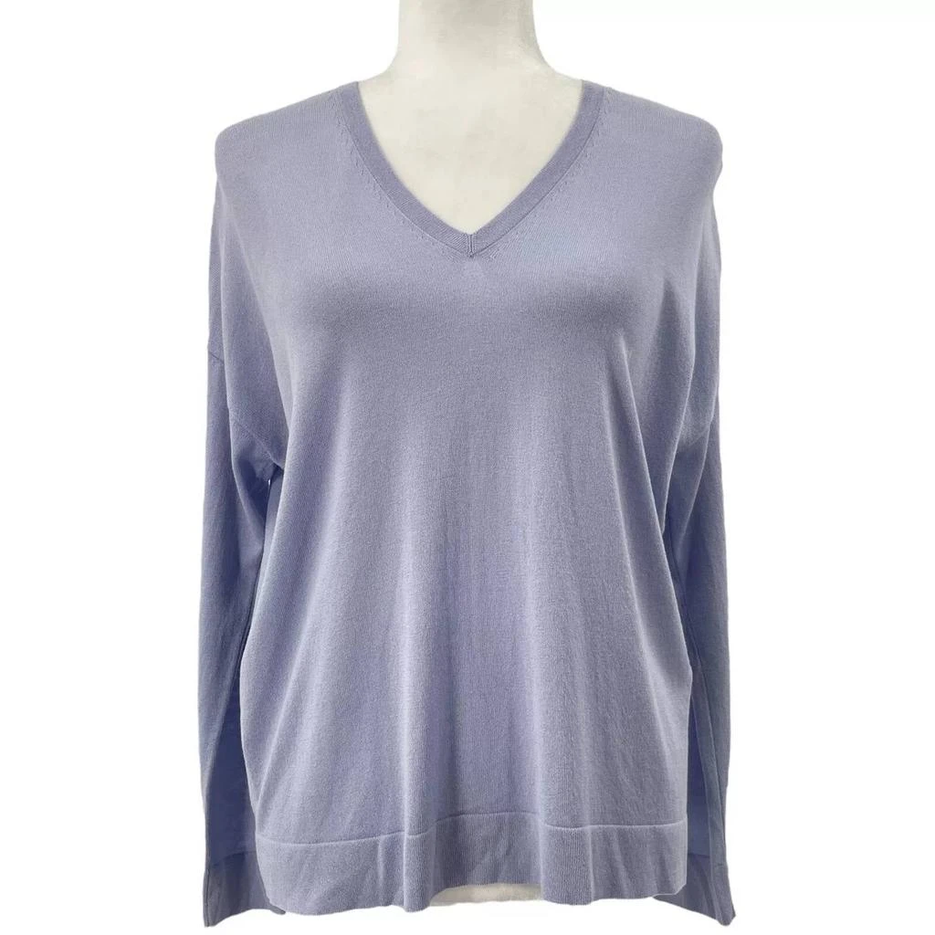 商品Eileen Fisher|V Neck Long Sleeve Tencel Sweater In Blue,价格¥973,第1张图片