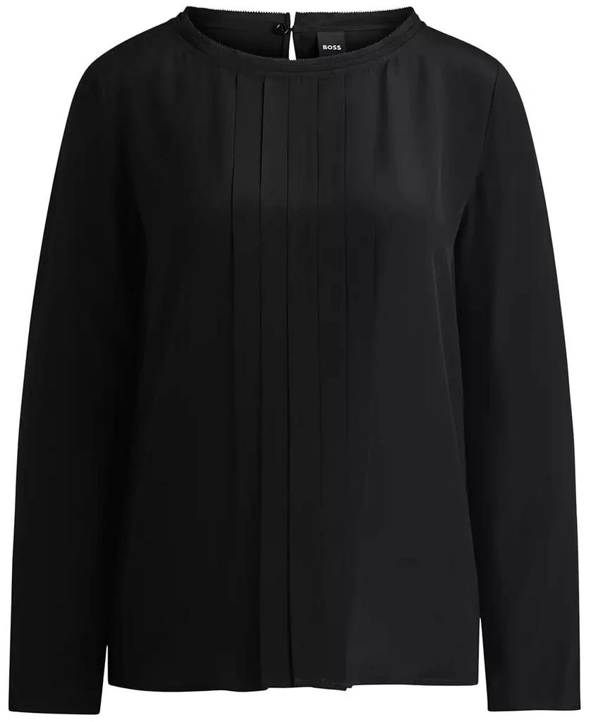 商品Hugo Boss|Women's Pleated Front Long-Sleeved Blouse,价格¥1265,第2张图片详细描述