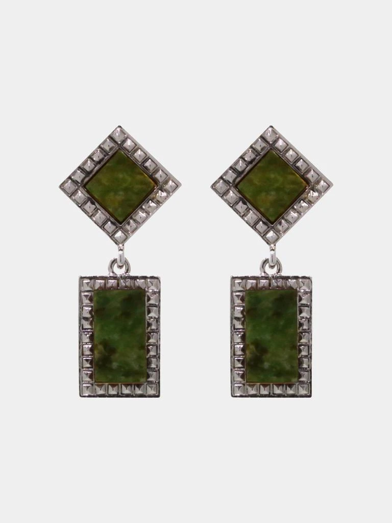 商品1928 Jewelry|Jade Semi Precious Square Rectangle Drop Earrings,价格¥289,第1张图片