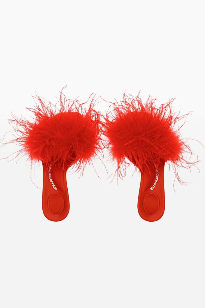 LULU 85 FEATHER SLIDE SANDAL IN SATIN 商品