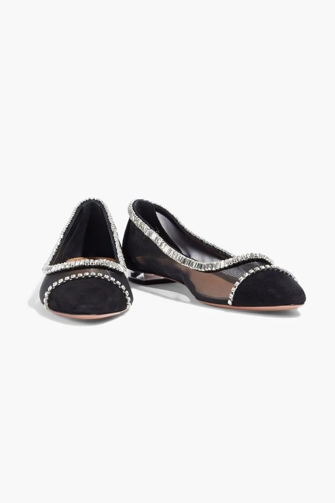 商品Aquazzura|Treasure embellished suede-trimmed mesh flats,价格¥3063,第2张图片详细描述