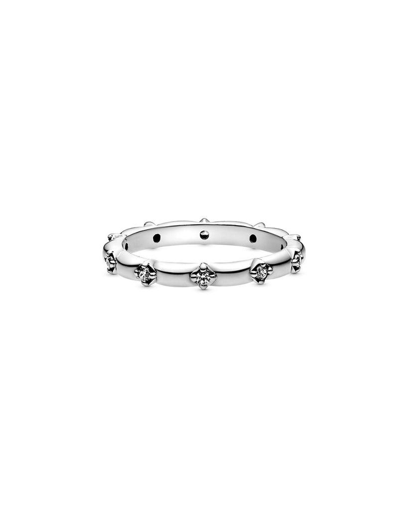 Pandora Jewelry Silver CZ Flower Petals Band Ring商品第2张图片规格展示